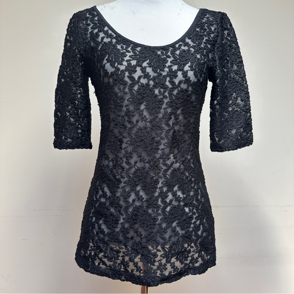Banana Republic Stretch Black Lace Top Size Medium